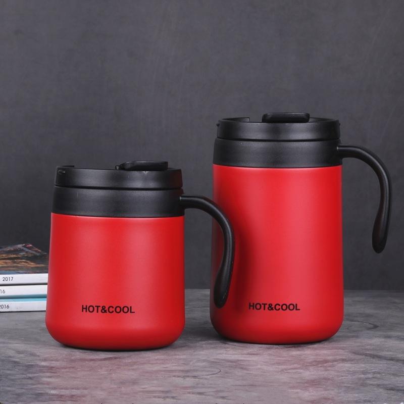 350ml/500ml Stainless Steel Coffee Thermos Mug Cold and Hot Thermal Water Bottle with Handgrip Office Vacuum Flask Tea Cup
