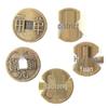 Great Five Emperors Antique Coin Charms: Copper Imitations of Liang, Wu Zhu, Kaiyuan, Song, Yuan, and Yongle Tongbao Coins.
