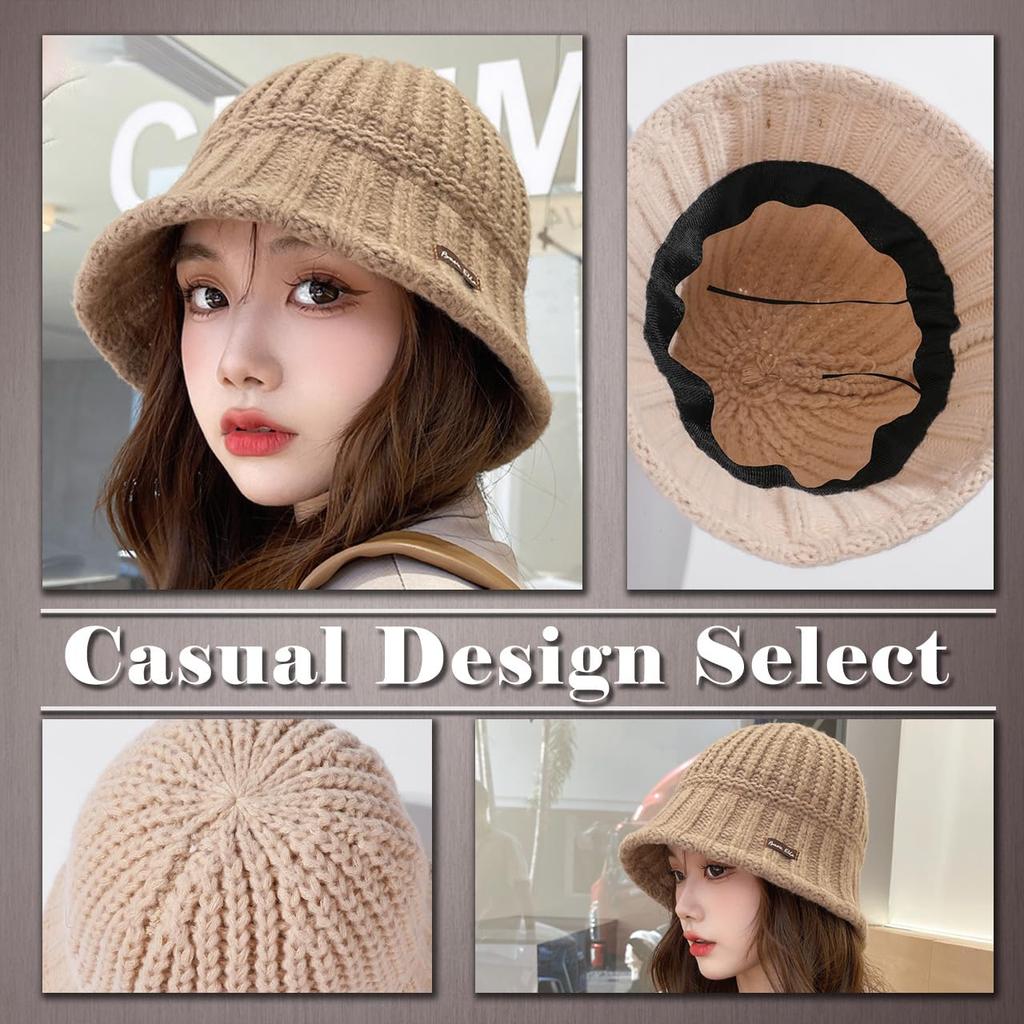 Bucket Knitted Travel CP951 [One Limitation] Hat, Hat, Hat, Cute, Simple, Stylish, Braided, Women's (Gray)