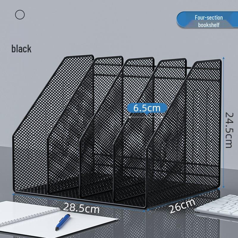 Desktop Metal File and Document Holder - Layered Office Rack & Book Stand