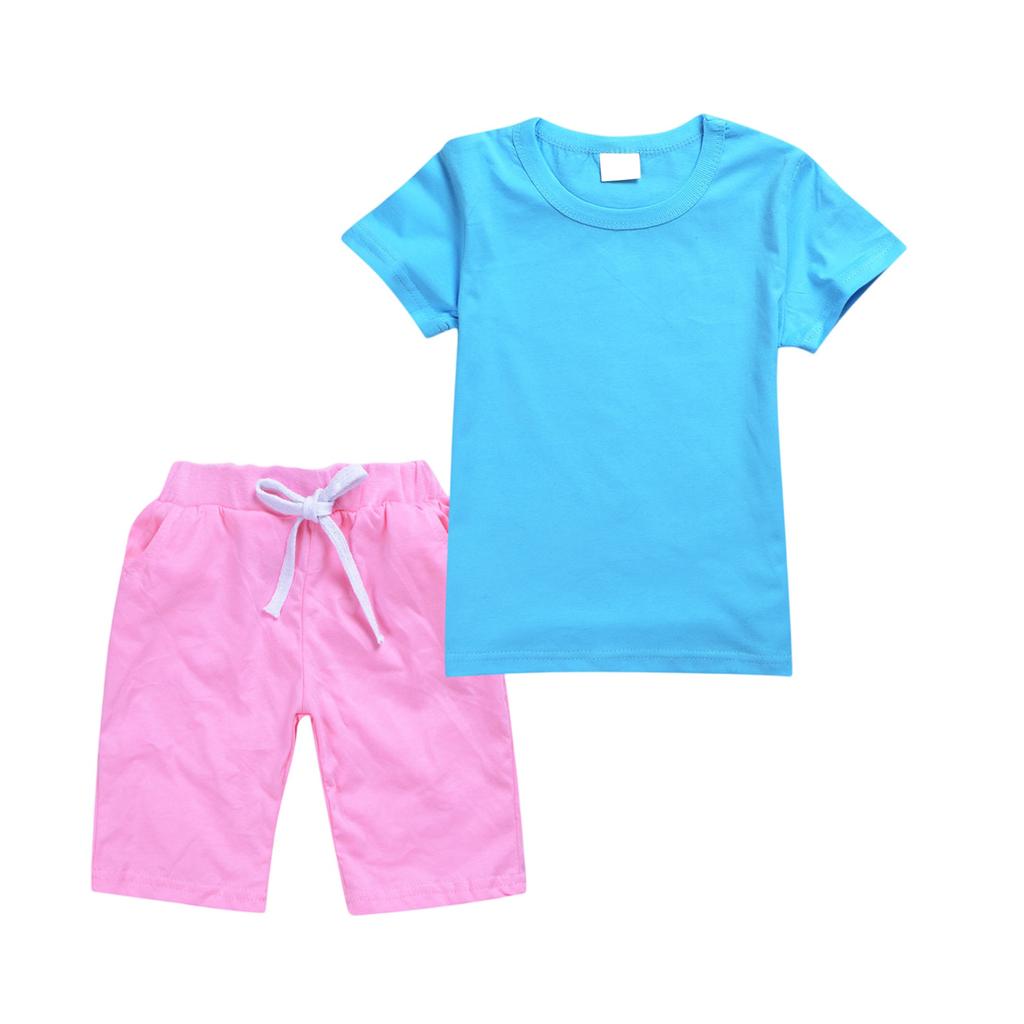 Girls' 2,Piece Set , Color Tee & Shorts Outfit
