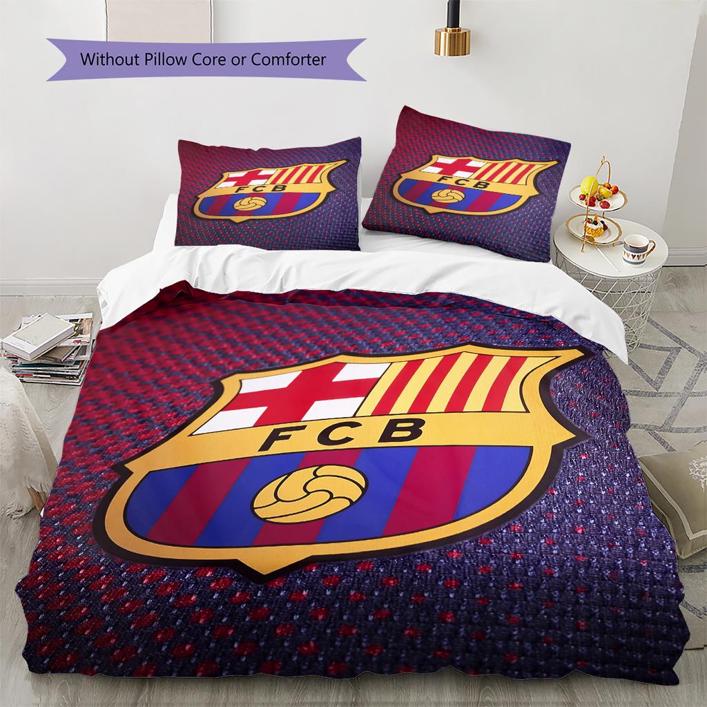 Logo Squadra Barcellona Fantasia Biancheria da Letto Decorazione Casa Regalo di Compleanno (1 * copripiumino + 2 * federa, senza nucleo)