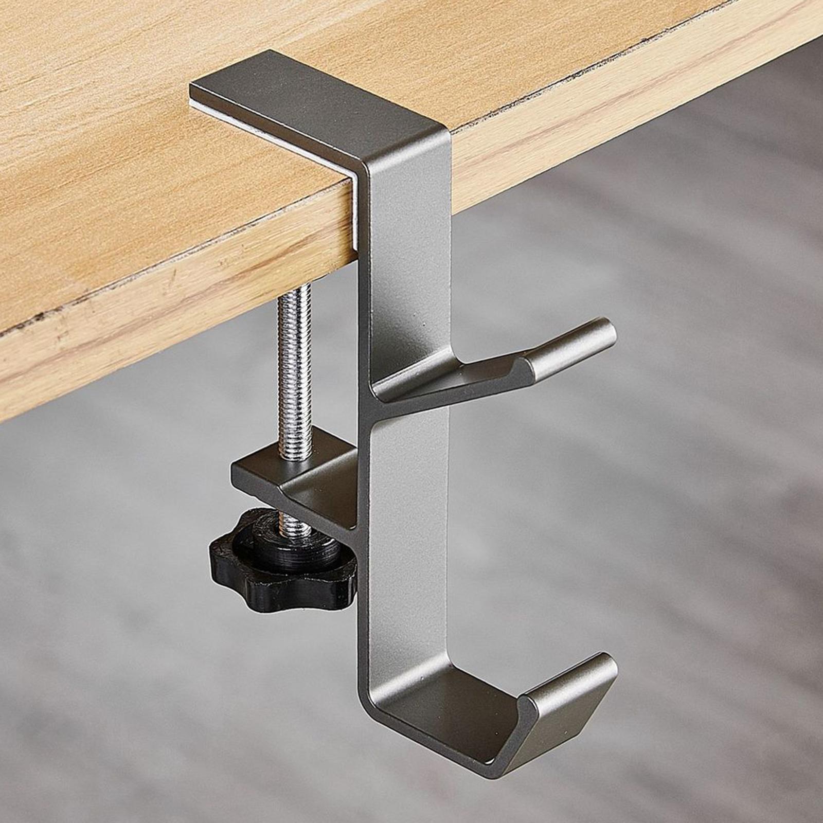 

Aluminum Alloy Desk Edge Hook Backpack Headphone Bag Hanger Under Desk Storage Hanger B