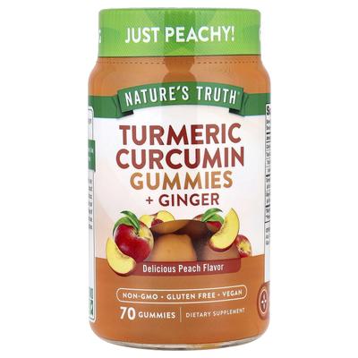 Turmeric Curcumin + Ginger, Natural Peach Flavor, Veggie Gummies, 70 Pieces