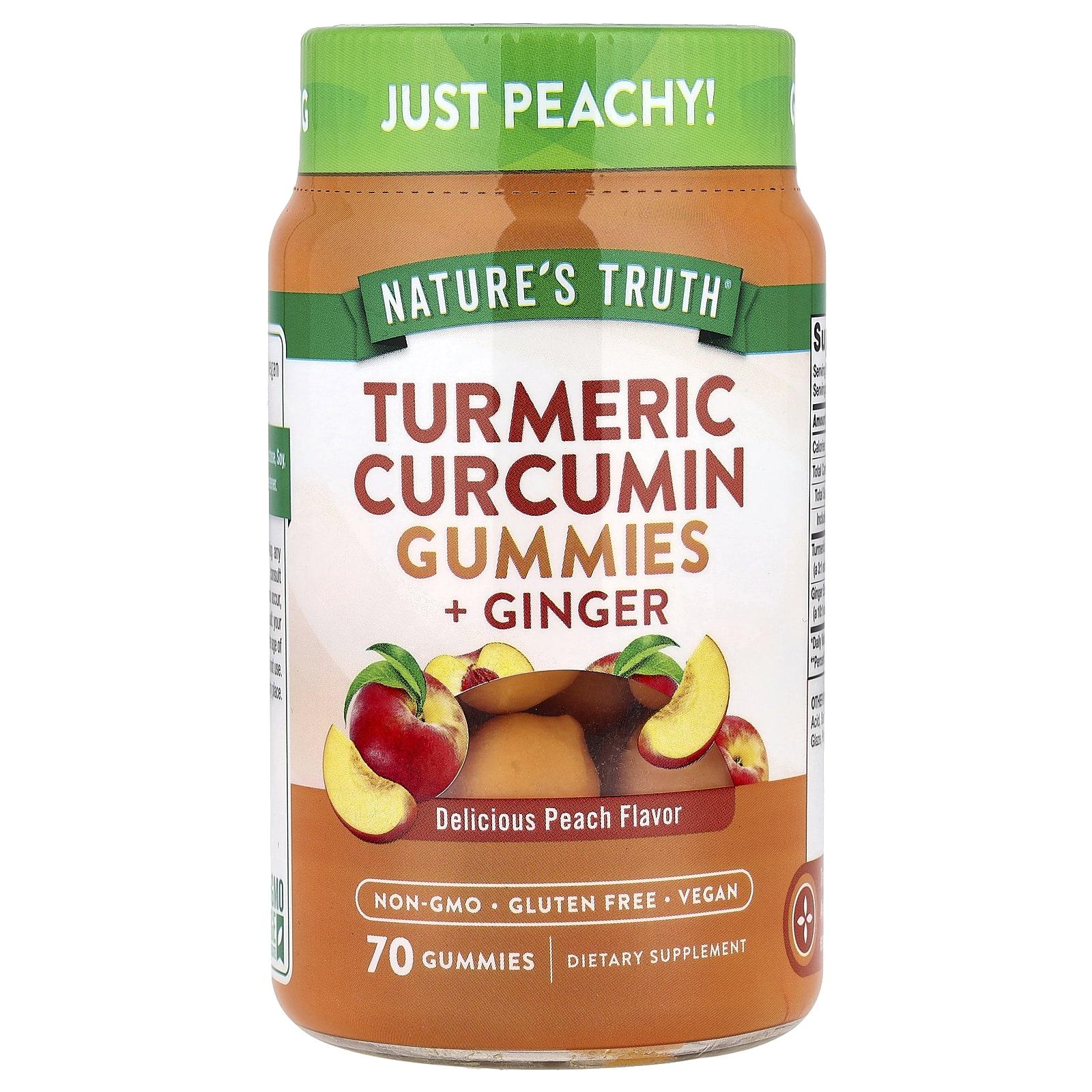 

Nature S Truth, Turmeric Curcumin + Ginger, Natural Peach Flavor, Veggie Gummies, 70 Pieces