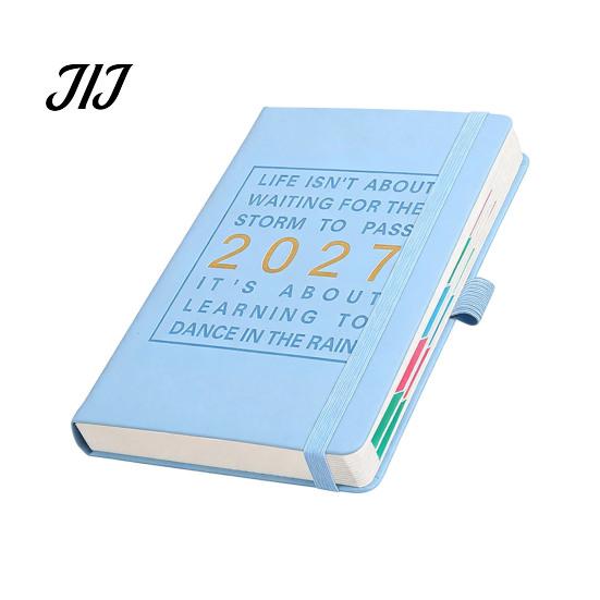 Ink Proof Paper Notebook for Office 2027 English Weekly Planner A5, 320 Page Schedule with Elastic Academic Calendar School Band & Pen Holder, Yearly