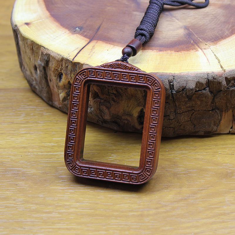 Hand-Painted Thangka Jujube Wood Double-Sided Pendant