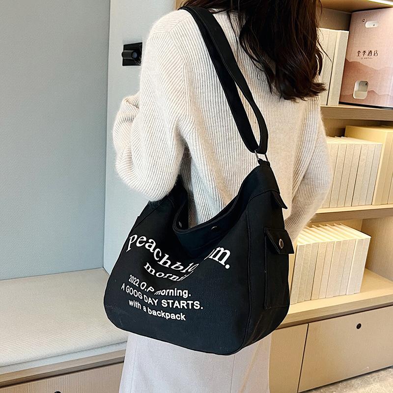 Canvas Bag New Shoulder Bag Stylish and Simple Harajuku Messenger Bag Large Capacity