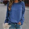 Women's Crew Neck Long Sleeve Cotton Blend Top Loose Fit Casual Style Solid Color Sweatshirt Tee