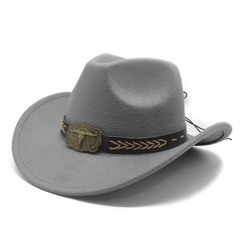 Ethnic Tibetan Style Western Cowboy Hat Top Hat Men'S And Women'S Felt Hat Rolled-Brim Jazz Hat Hat Tide