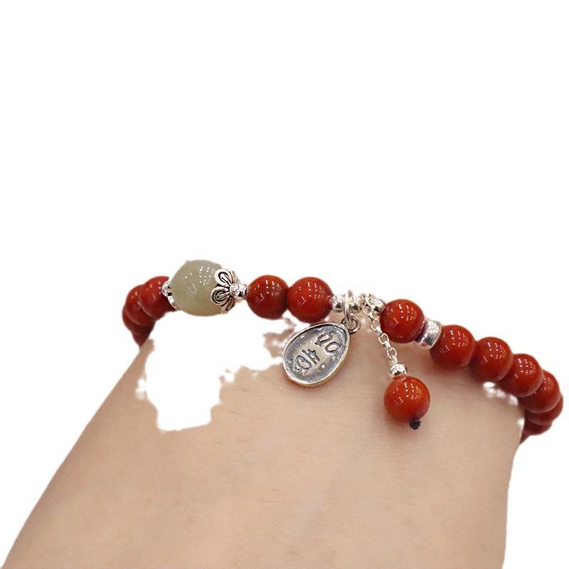 Natural Nanhong Agate Silver Pendant Bracelet Fashion Women Daily Jewelry Lucky Gift
