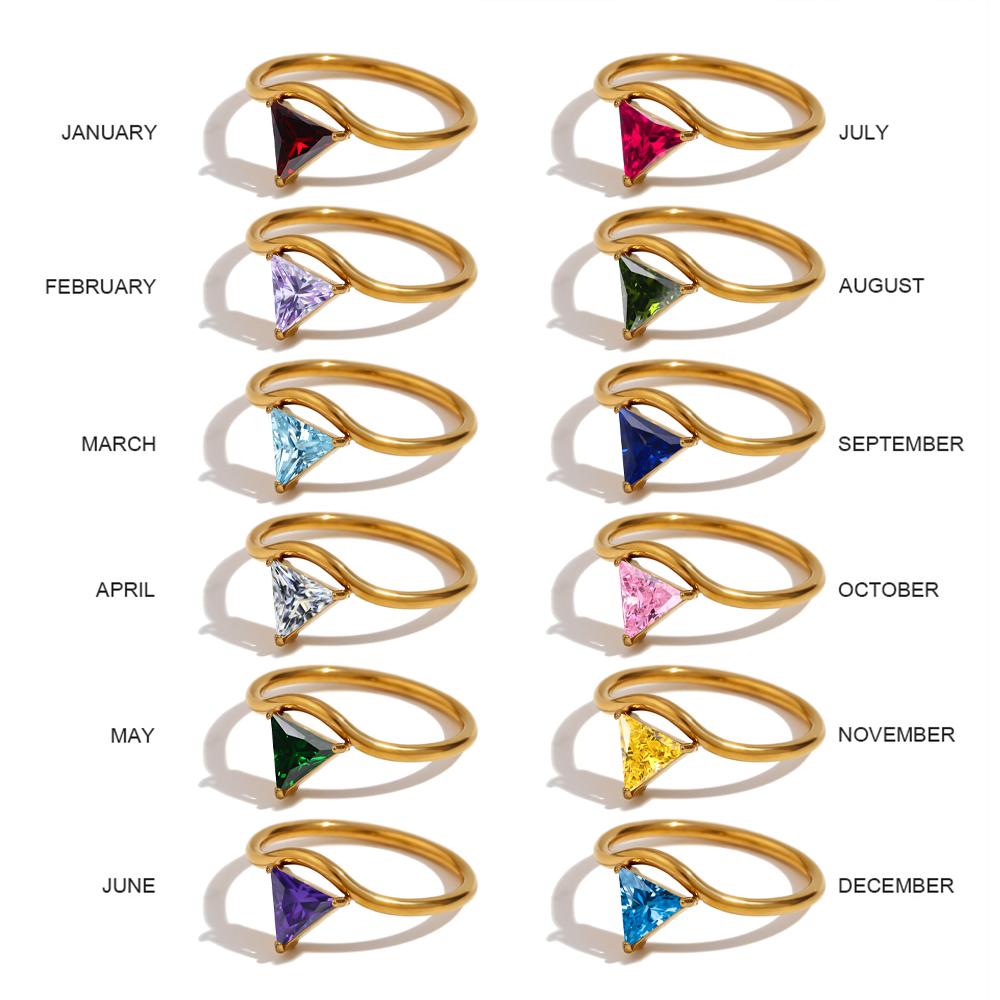 EMANCO Stainless Steel Birthstone Ring for Woman Simple Style Ring Festival Party Fashion Jewelry Dropshipping 48-Hour Shipping