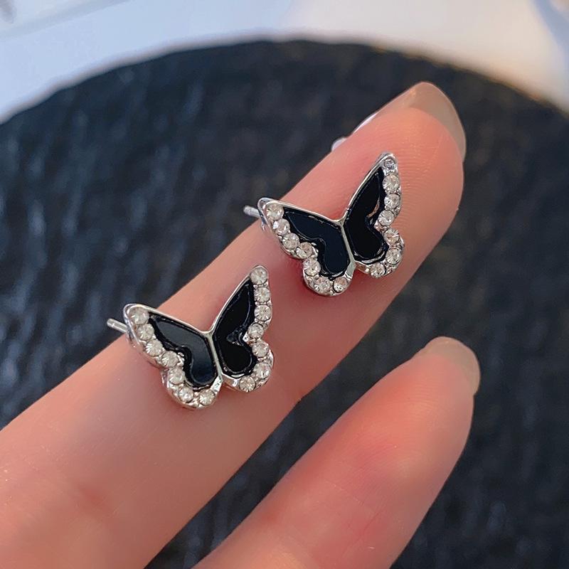 Butterfly Rhinestone Stud Earrings