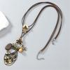 Handmade Waxed Cord Necklace Featuring Alloy Pendant And Natural Wood Beads Jewelry For Sensitive Skin