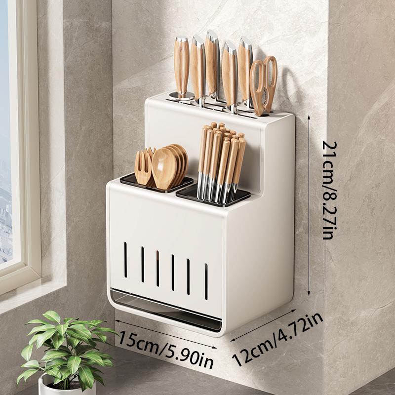Stainless Steel Gun Gray Milky White Knife and Chopstick Tube Practical Rack Saves Space and Has Multiple Slots
