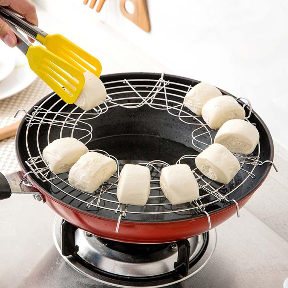 Frying Tray Kitchen Gadgets Cooking Tool Pot Steamer Steaming Stand Frying Pan Shelf Oil Drain Rack