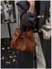 High-End Women's Large Capacity Textured Crossbody Drawstring Shoulder Bag for Casual Outdoor Use