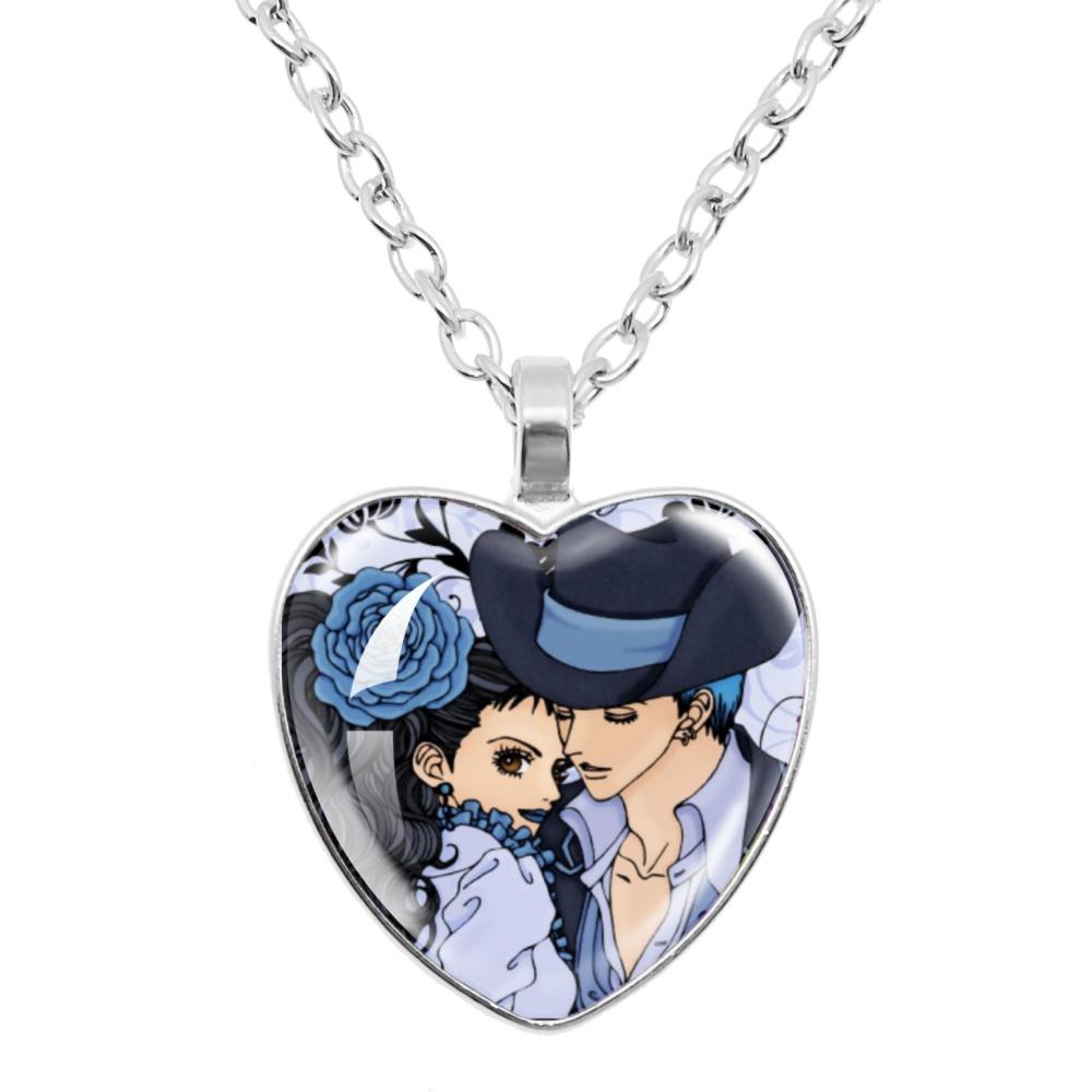 Paradise Kiss Anime Necklace Yukari Hayasaka Miwako Sakurada Glass Heart Shape Pendant Necklace Charm Jewelry Friend Gift