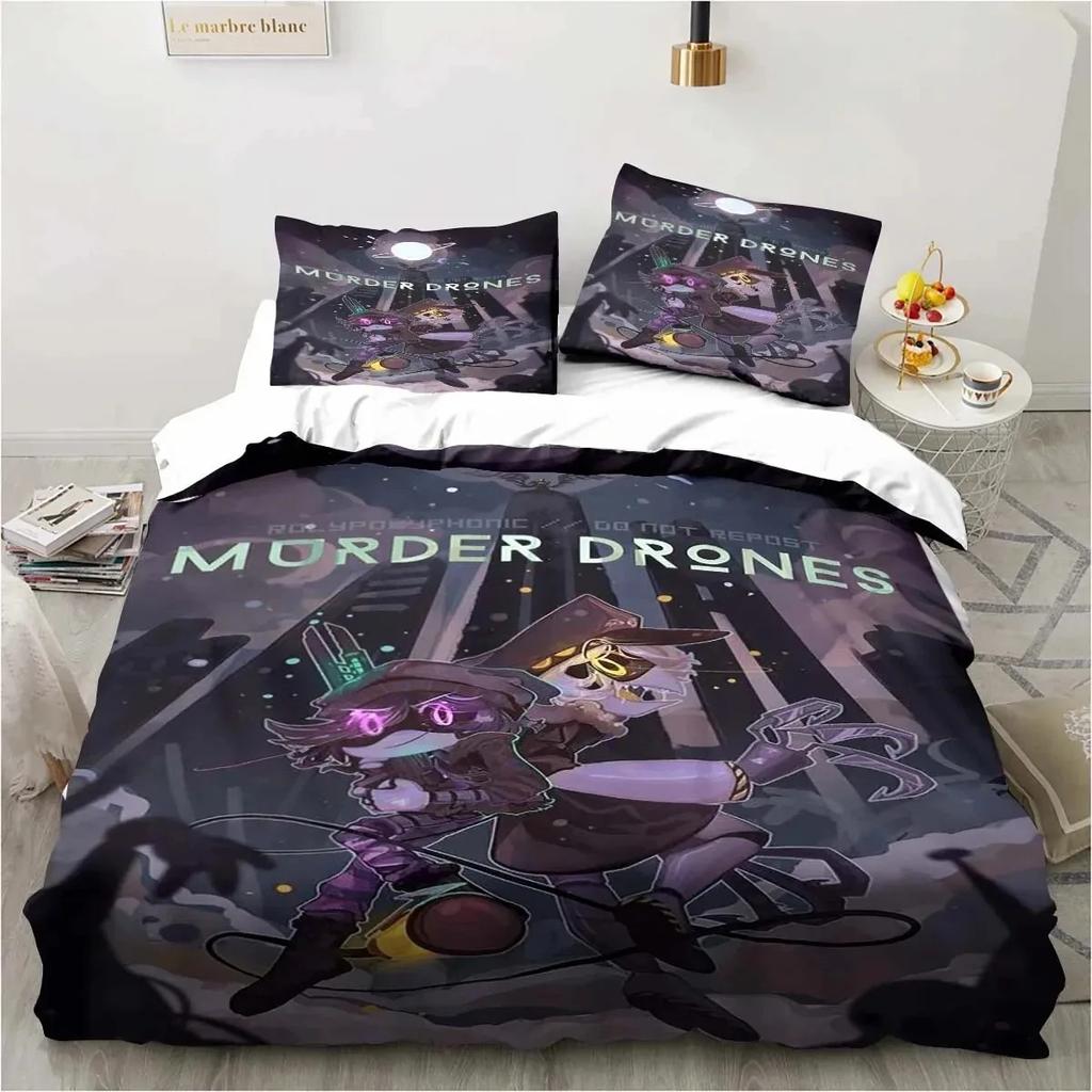 New 3D Print Murder-Drones Cartoon Bedding Set,Duvet Cover Bed Set Quilt Cover Pillowcase,King Queen Twin Size Boys Girls Adults