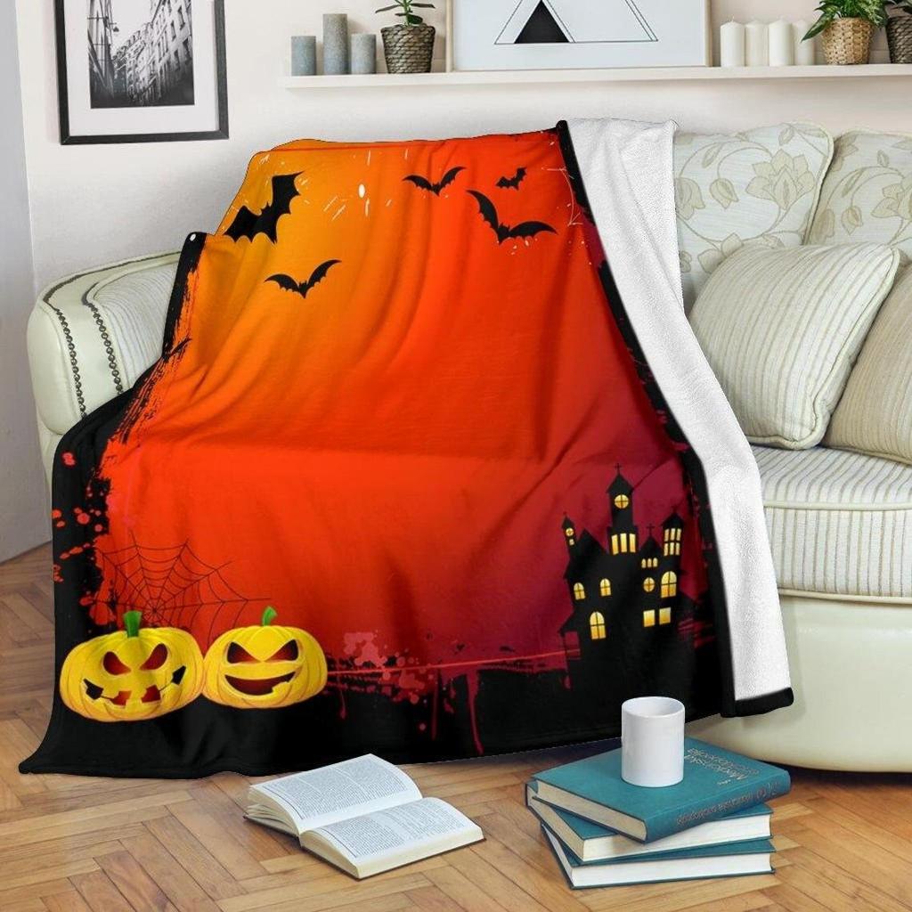 Halloween Ghosts Deka s potiskem dýně Deka na rozkládací pohovku Super měkká hřejivá přikrývka Deka z flanelu