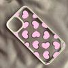 Cute Wine Red Pink Love Heart Graffiti Phone Case For iPhone 16 15 14 13 Pro MAX 11 12 XS SE20 XR 7 8Plus INS Clear Hard Cover