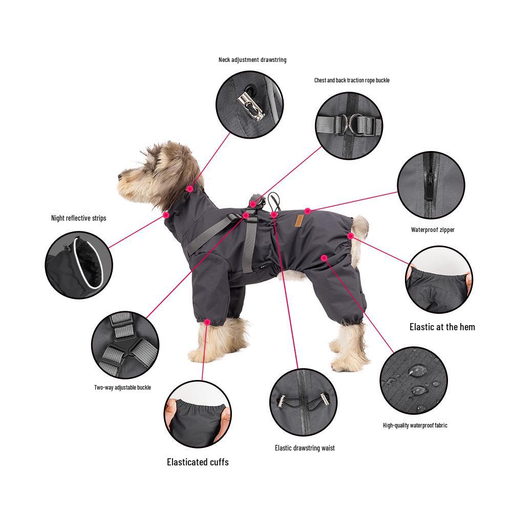 Medium & Small Dog Raincoat with Leash Hole - Waterproof & Reflective Puppy Jacket