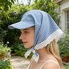 Turbanhatt Justerbar Bakrem Söt Rosett Utvikt Brätte Blockerar UV-strålar Nackskydd Snabbtorkande Ventilerad Solhatt