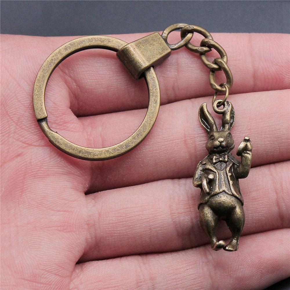 Cat Dog Rabbit Cute Pets Trio Antique Bronze Metal Keychain Best Seller Gift for Animal Lovers