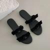 Slippers for Women 2025 Summer Bow Tie One and Double Straps Flat Sandals Womens Beach Wear Open Toed Round Toe Slippers/sandals