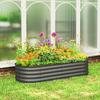 Galvanised Raised Garden Bed, Metal Planter Box with Safety Edging, for Flowers, Herbs, Succulents, Dark Grey
