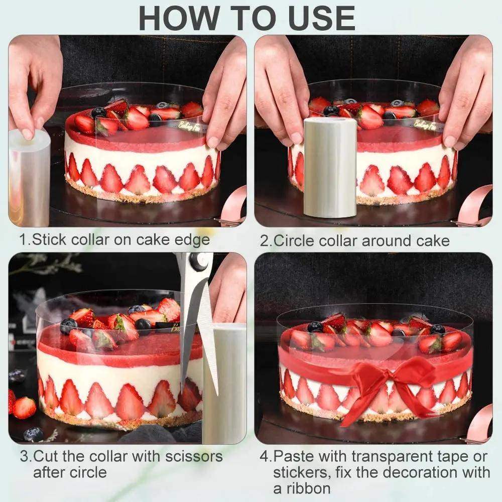 8/10/12/15/20Cm Cake Collars Transparent Acetate Roll Clear Acetate Strip Cake Sheet Cake Decorating For Chocolate Mousse Baking