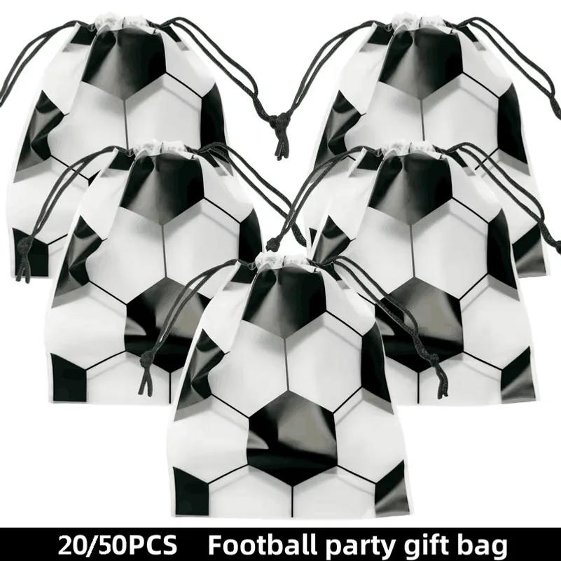 20/50 Pièces Sac à Cordon Sac à Coulisse Fête Football Thème Sports Anniversaire Cadeaux Sac à Friandises Décoration Cadeau Célébration d'Équipe Fournitures