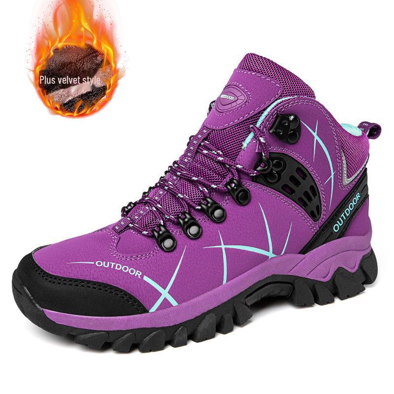 

Модные высокие дышащие походные ботинки со шнуровкой, плюс бархатный теплый хлопок, идеально подходят для осени и зимы 42