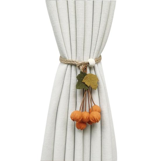 Halloween Pumpkin Curtain Tieback Farmhouse Adjustable Strap Fruit Vegetable Decorative Drape Window Curtain Holder Holdbacks Curtain Accessories