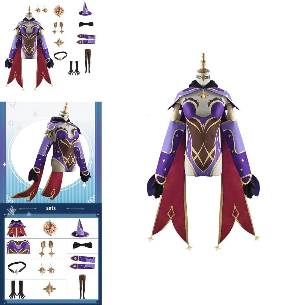 Genshin Impact Mona Cosplay Kostüm Komplettset Hochwertige Baumwolle Exquisite Details