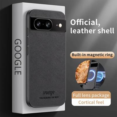 Lær Magsafe-deksel for Google Pixel 8 Pro Bil Magnetisk Holder Trådløs Lading Silikon Hardt Telefondeksel GooglePixel8Pro