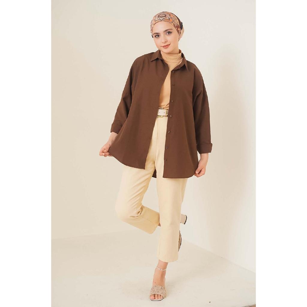 103901 Übergroßes Basic Hijab-Shirt - Creme