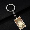 Cute Cat Tarot Card Keychain Vintage Rectangle Epoxy Stainless Steel Pendant Key Chain Animal Divination Jewelry