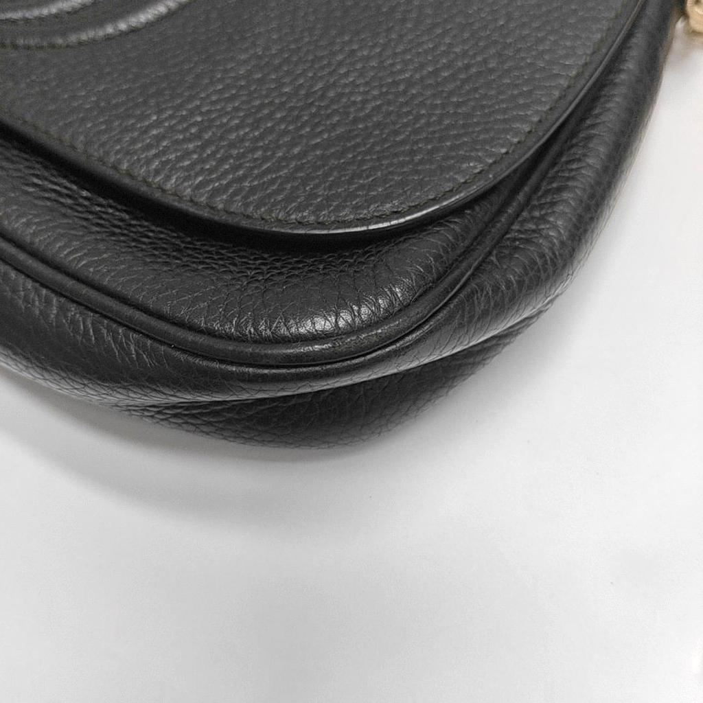 [Gebraucht] Geprägtes Logo Kette Quaste Leder Crossbody Umhängetasche - Gut #FU4MSI