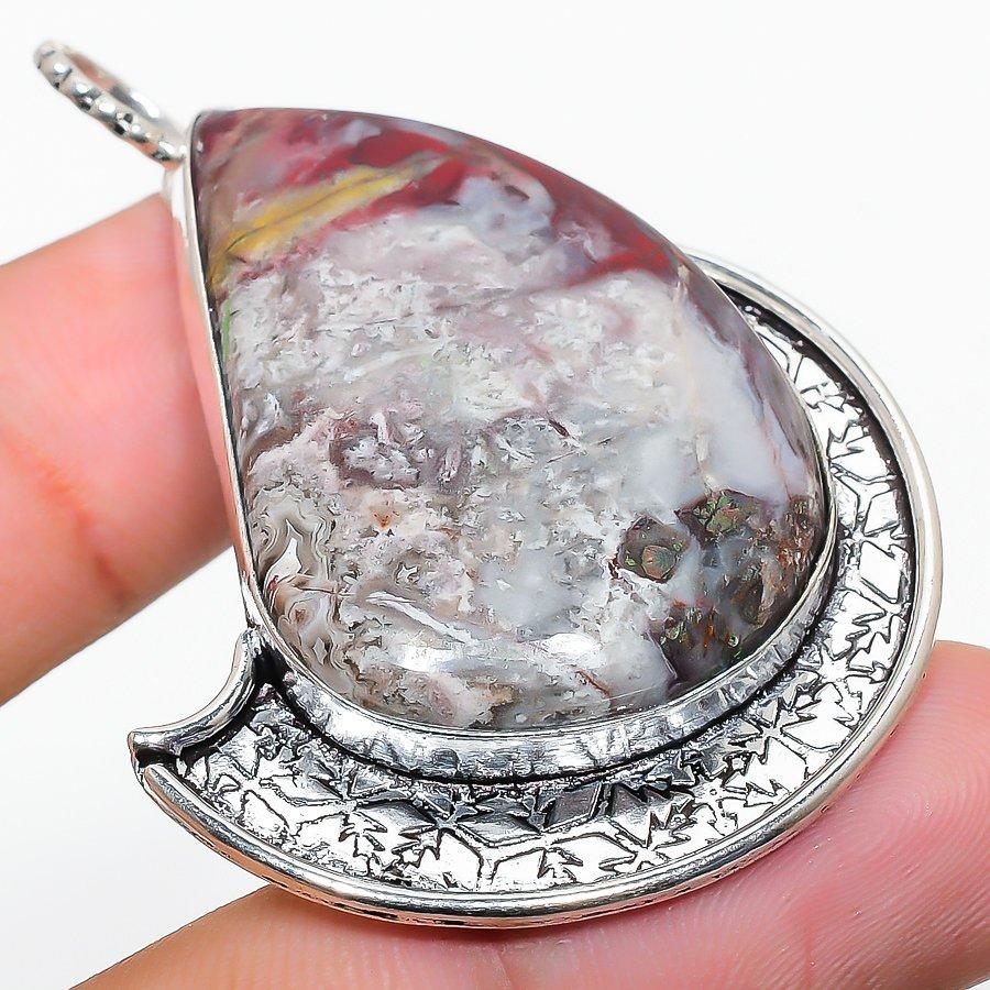 

Подвеска из натурального агата с кружевом Лагуна, стерлингового серебра 925 пробы, 2,13 дюйма, C5I39