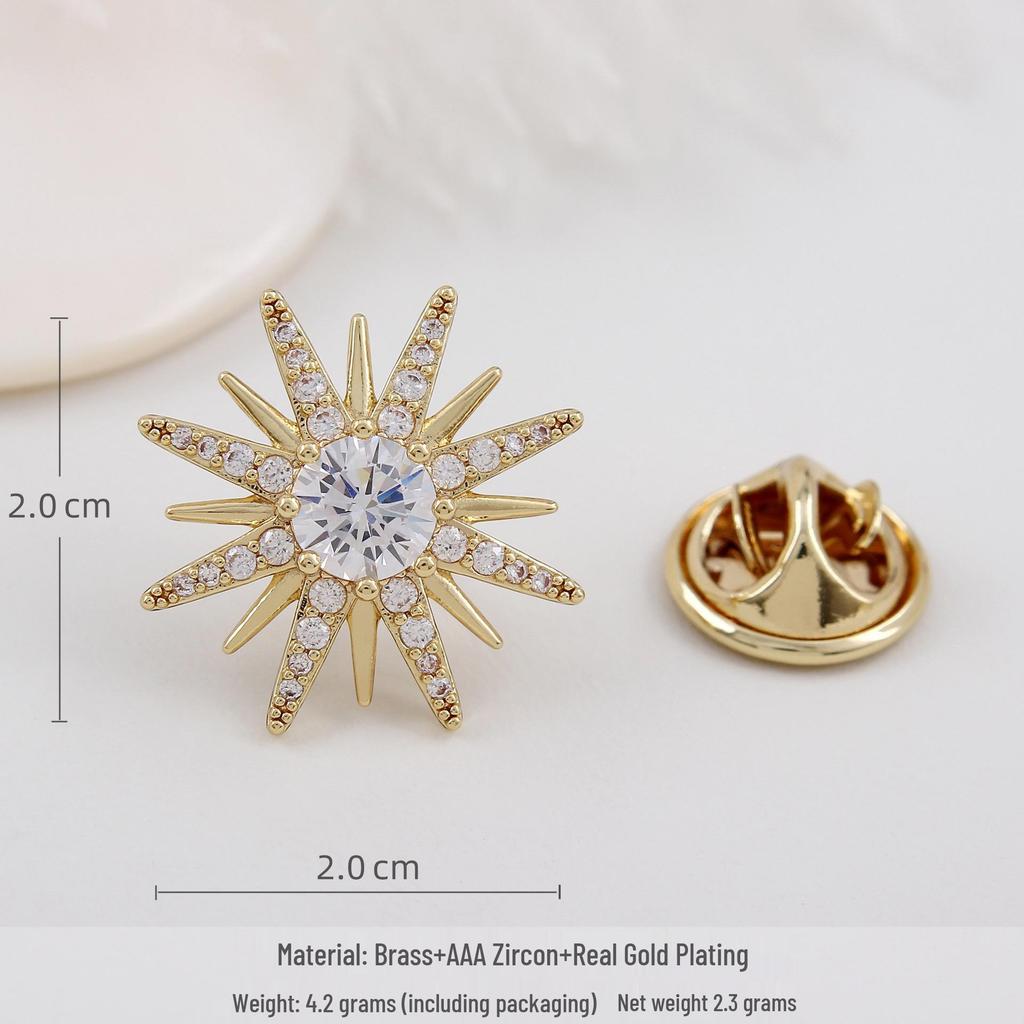 Elegant Sunflower Lapel Pin: Men's & Women's Luxurious Micro-Paved Zirconia Decorative Button