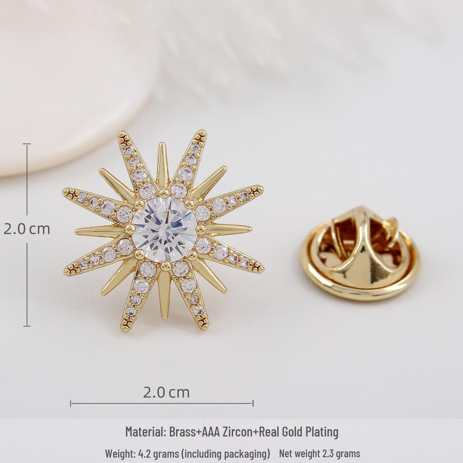 Elegant Sunflower Lapel Pin: Men s & Women s Luxurious Micro-Paved Zirconia Decorative Button