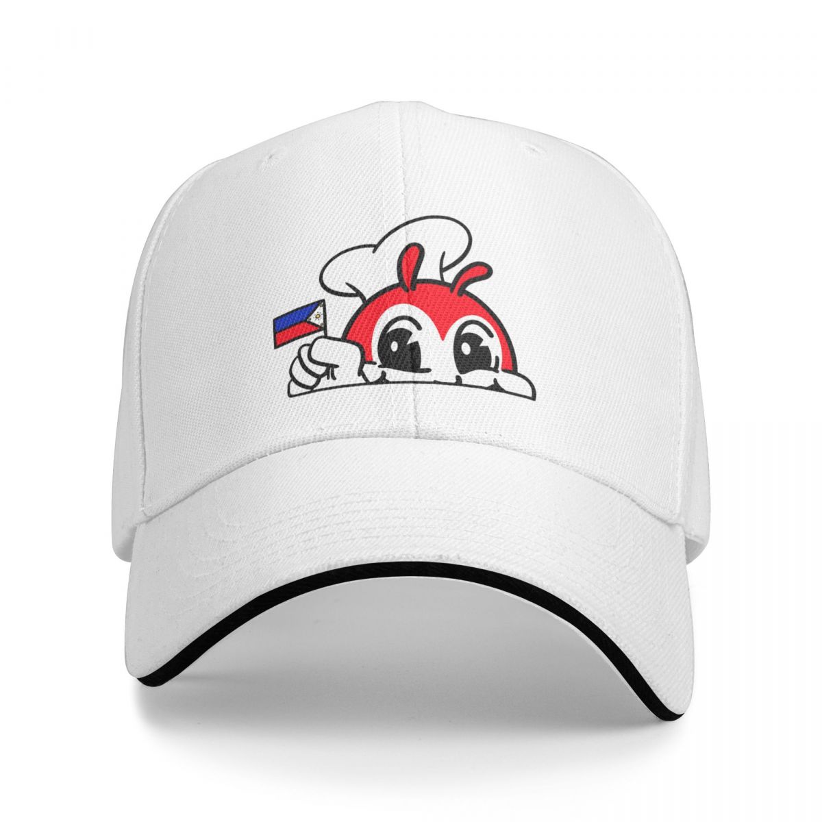 

Jollibee Peeking Philipppine Flag Cap Бейсбольные кепки Snapback Модные бейсбольные кепки Дышащие повседневные полихромные кепки As shown