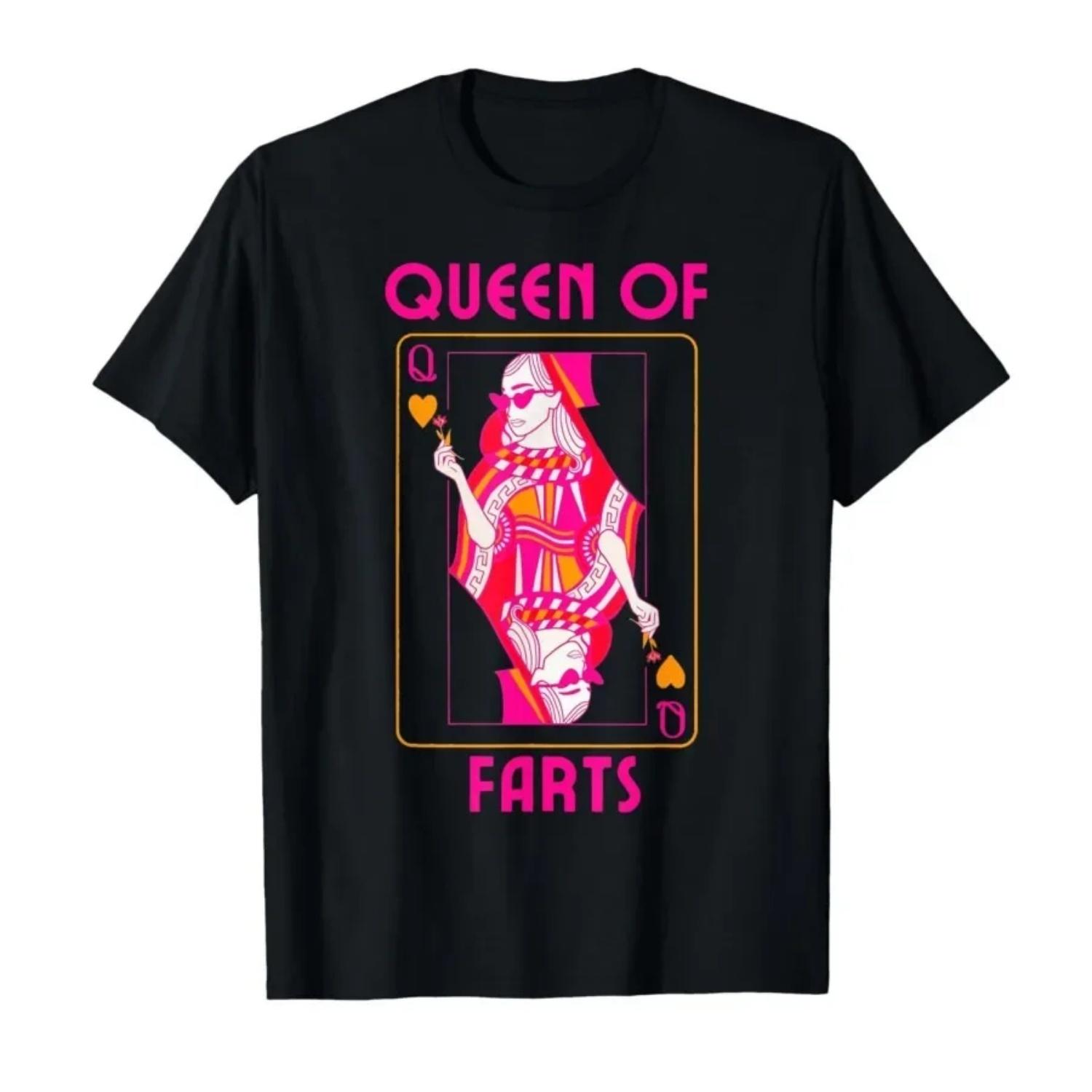 Queen of Farts Embarrassing Joke Adult Humor T-shirt   Cotton T Shirts Short Sleeve Tops Summer Popular Fashion S чёрный