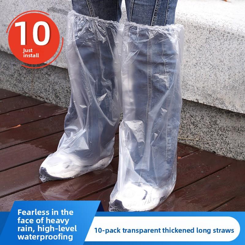 

Одноразовые полиэтиленовые бахилы для водонепроницаемой, пыленепроницаемой и дождевой обуви, утолщенные износостойкие и противоскользящие, водонепроницаемые бахилы для дождливых дней 10pcs прозрачный белый