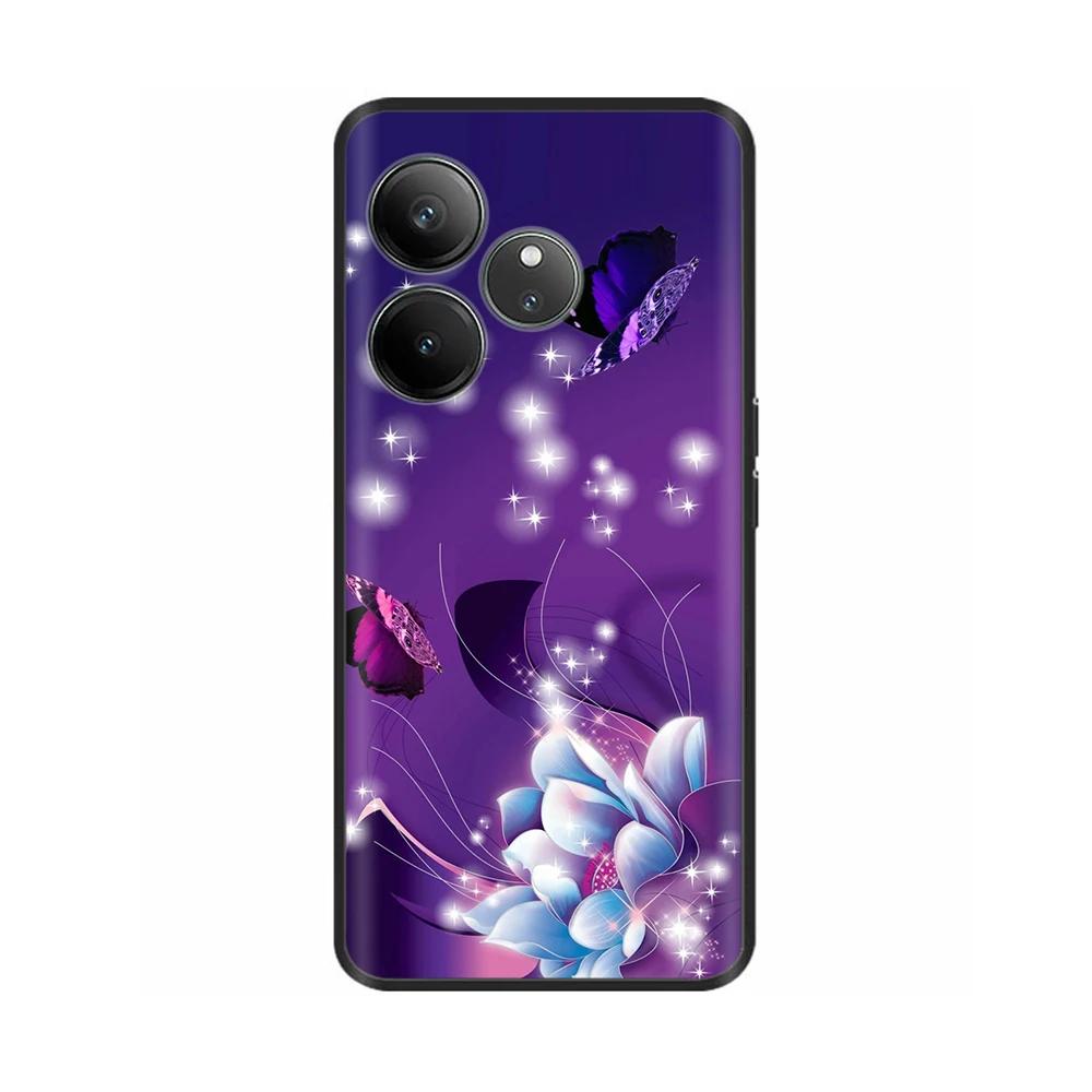 For Realme GT 6 GT 6T Case Black Silicone Luxury Bumper Cute Soft TPU Phone Cases For Realme GT6 5G Cover Shells Coque 6.78''