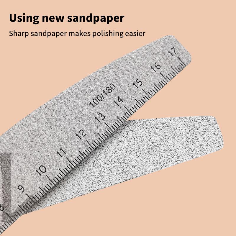 1Pcs Nail File With Ruler 80/100/150/180/240/320 Grit Sandpaper Disposable Cuticle Remover Buffers Manicure Tool