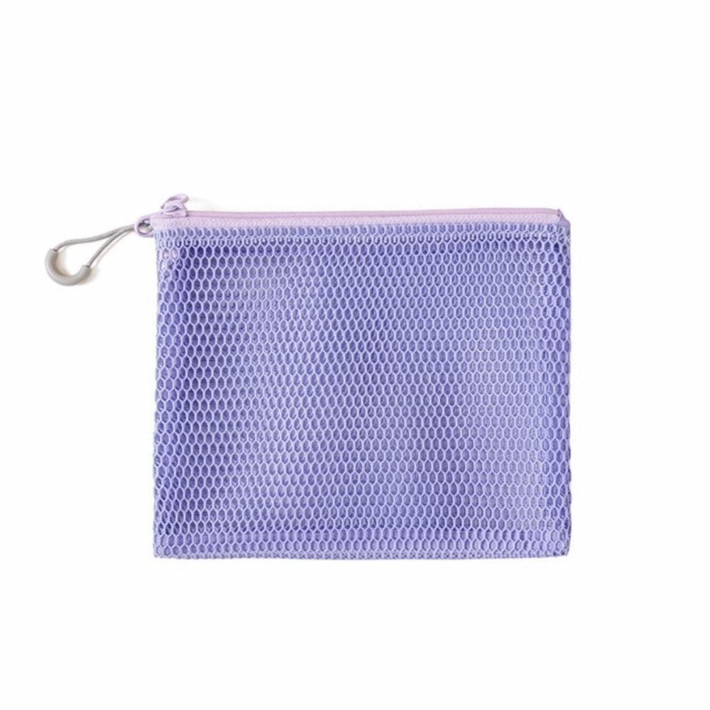 New Mesh Cosmetic Bag Dopamine Color Double Zipper Coin Purse Large Capacity Portable Toiletry Bag