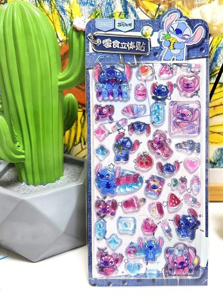 Authentic Disney Stitch Series 3d Stereoscopic Relief Stickers Cartoon Stereoscopic Reward Crystal Stickers Hand  Account Diy