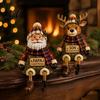 Holiday Decoration Mantel Resin Stocking Holder, Ornament Christmas Sitting Leg Hook, Hanging Figurine Festive
